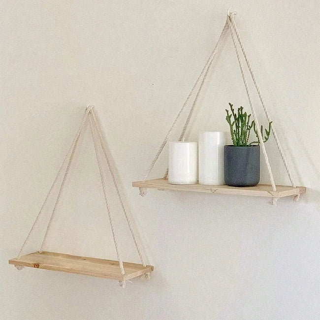 Wooden Hanging Swing Wall Shelf