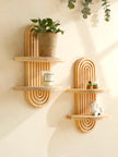 Boho Wooden Geometric Wall Shelf
