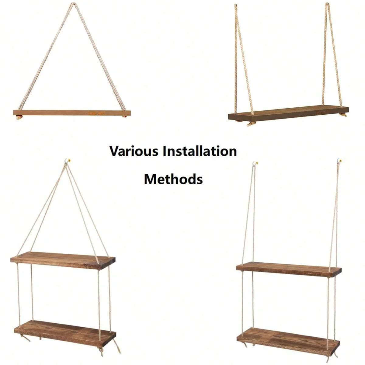 Wooden Hanging Swing Wall Shelf