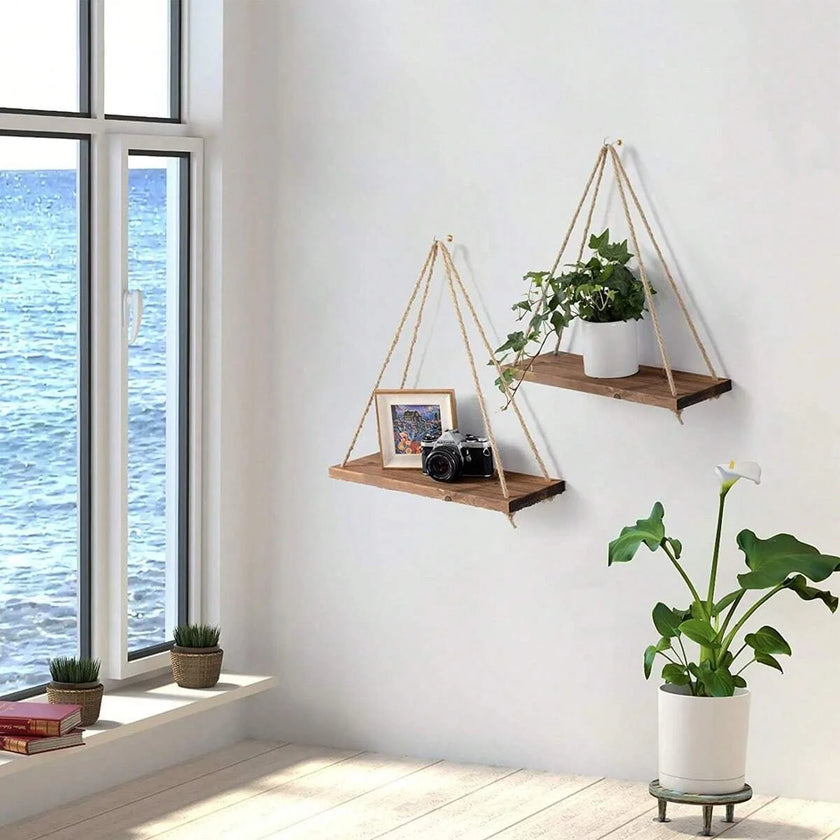 Wooden Hanging Swing Wall Shelf