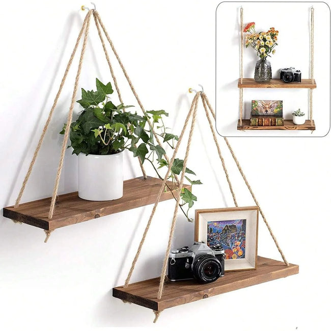 Wooden Hanging Swing Wall Shelf
