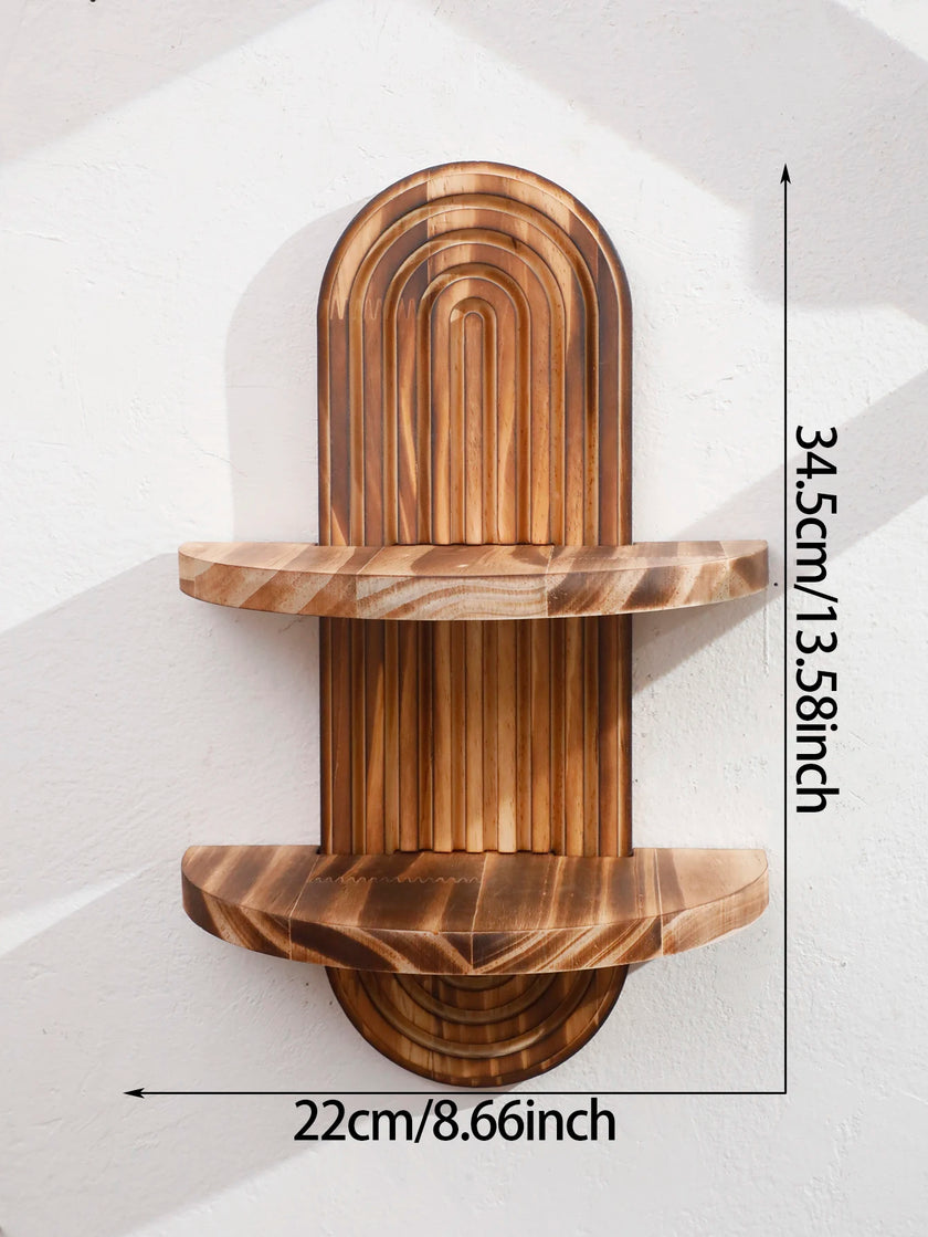 Boho Wooden Geometric Wall Shelf