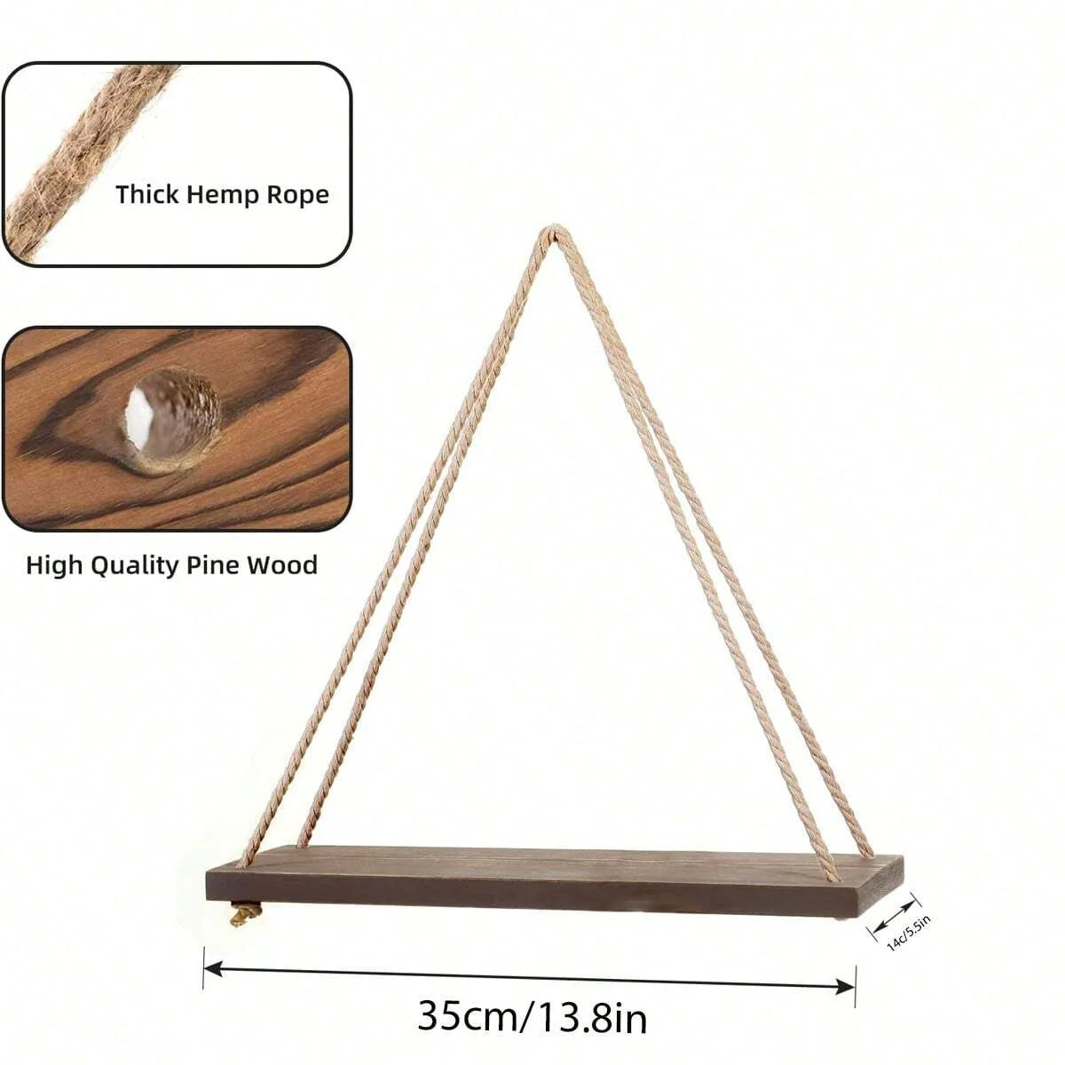 Wooden Hanging Swing Wall Shelf